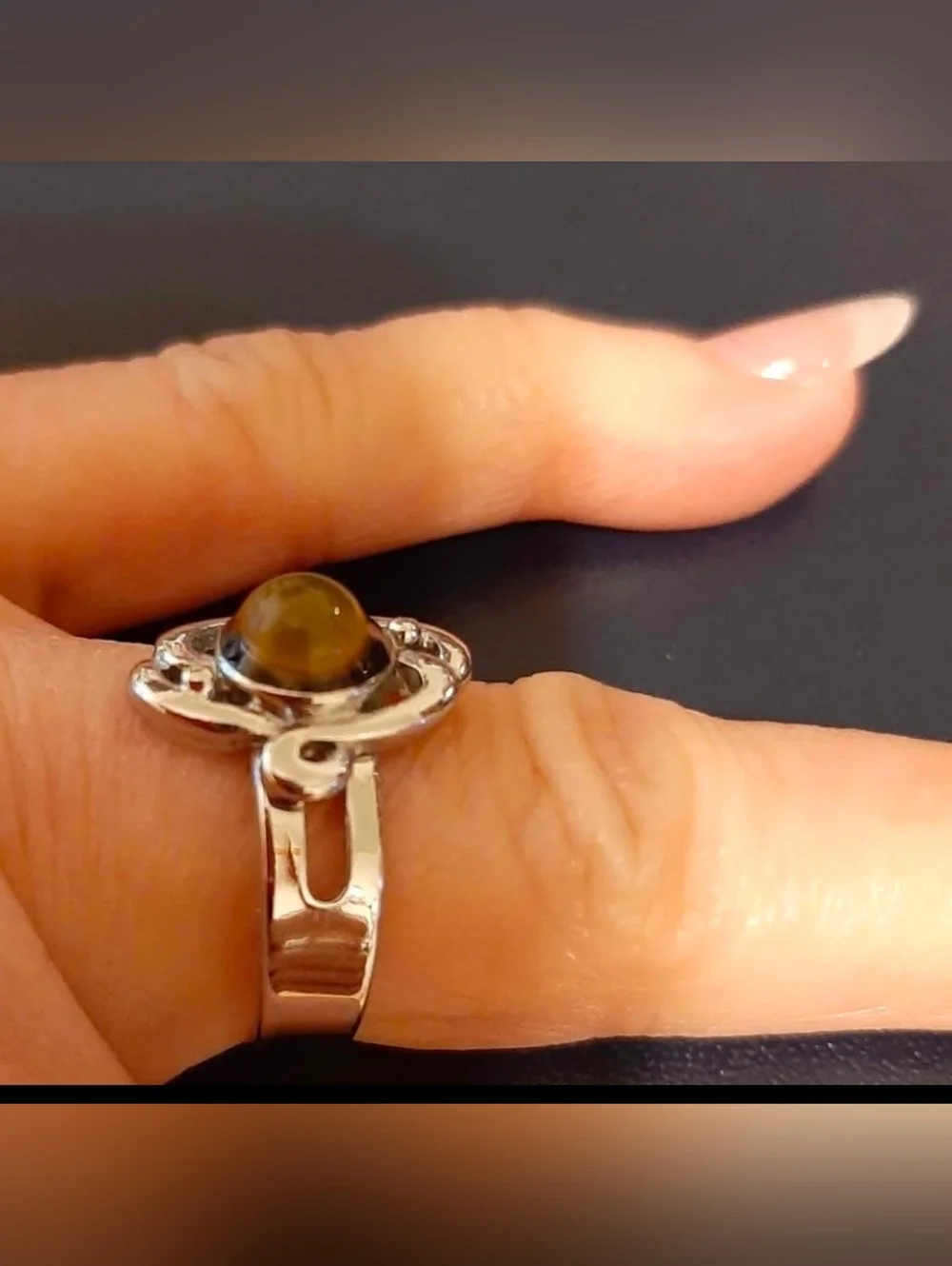 Vintage Adjustable Silver Tone Mood Ring see below